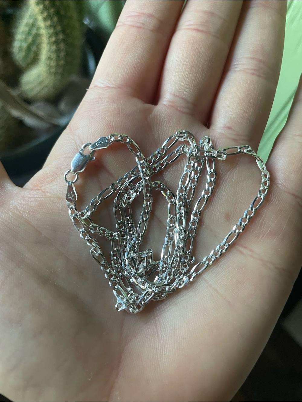 24” diamond cut figaro sterling silver chain